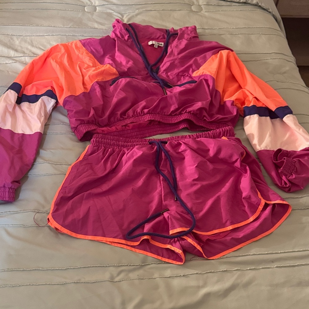 Fashion Nova Pink and Orange Windbreaker Set